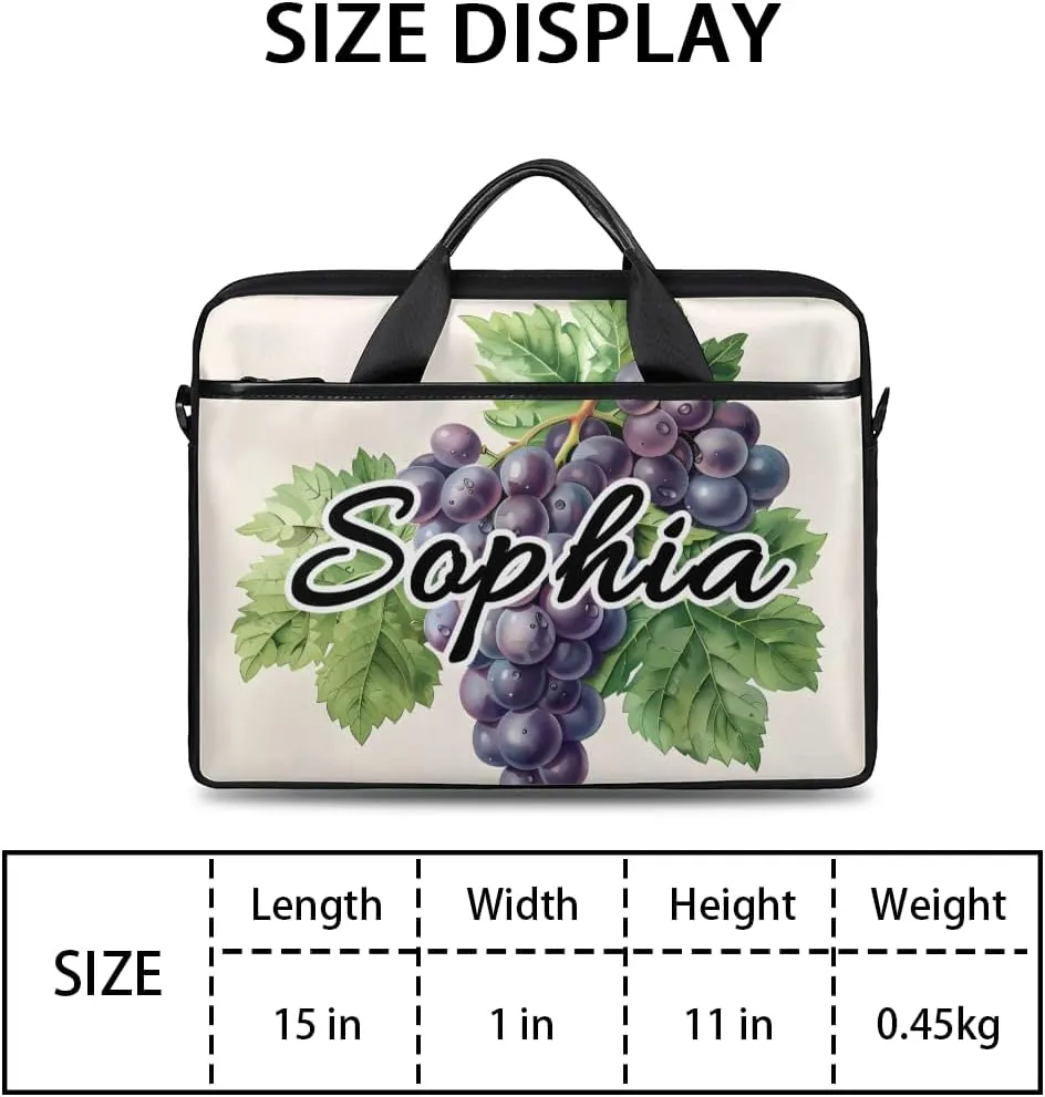 TropicalLife Personalized Laptop Bag 15 Inch Custom Sleeve Case with Handle Shoulder Strap Computer Messenger Bag