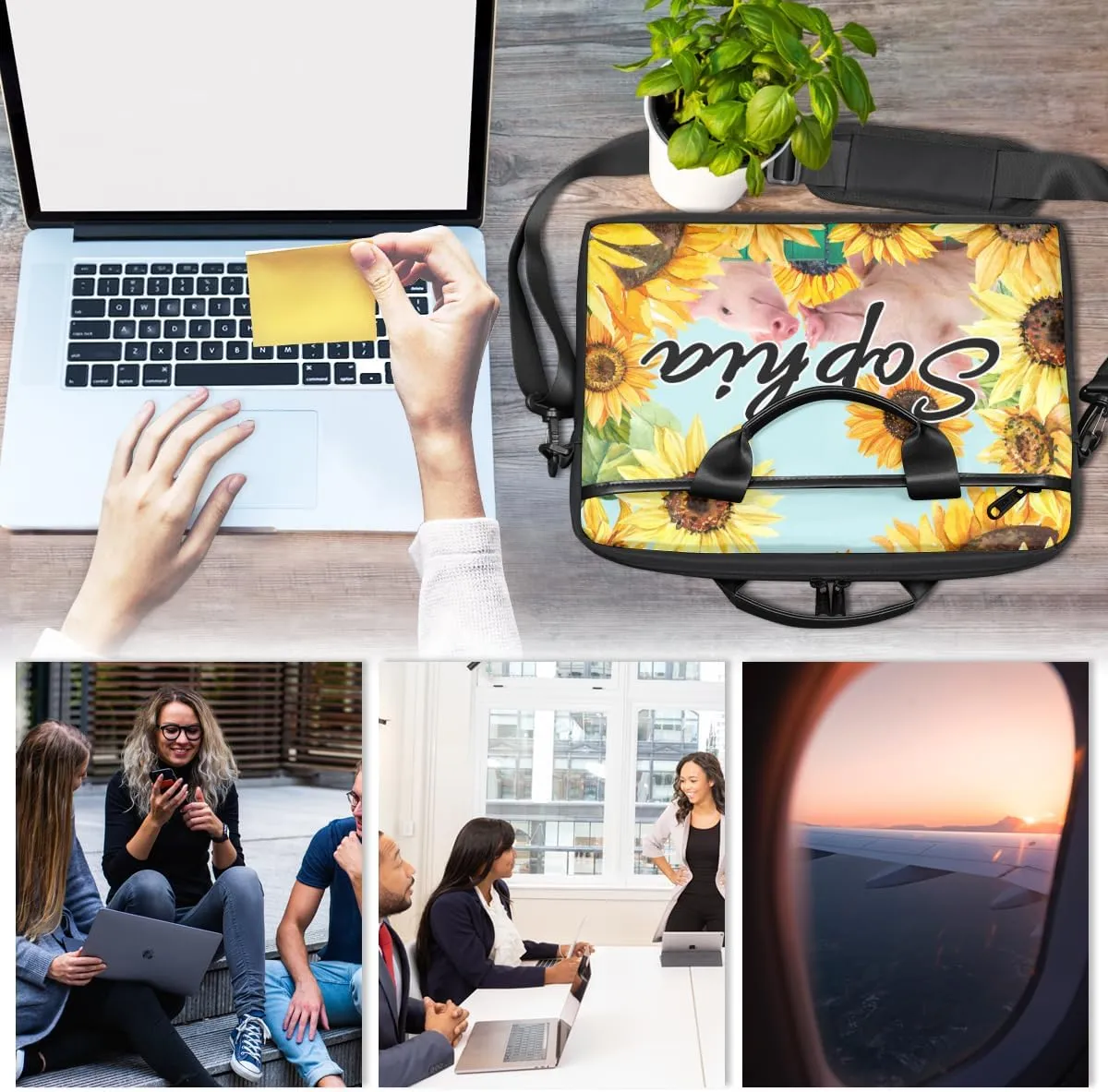 TropicalLife Personalized Laptop Bag 15 Inch Custom Sleeve Case with Handle Shoulder Strap Computer Messenger Bag