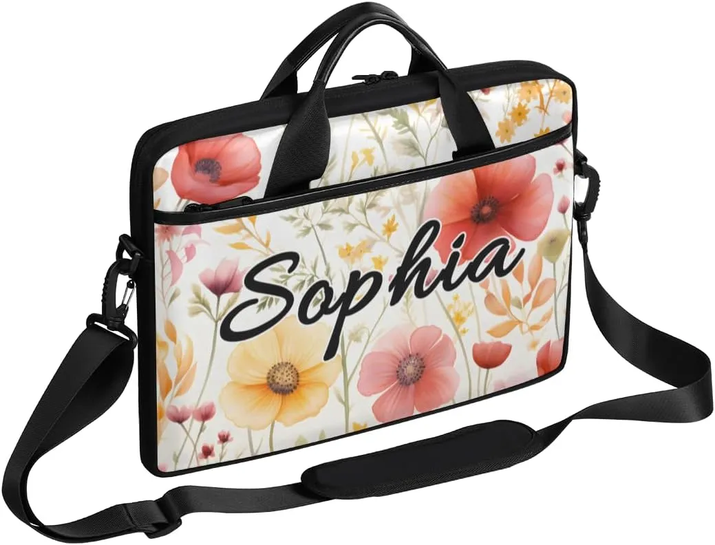 TropicalLife Personalized Laptop Bag 15 Inch Custom Sleeve Case with Handle Shoulder Strap Computer Messenger Bag