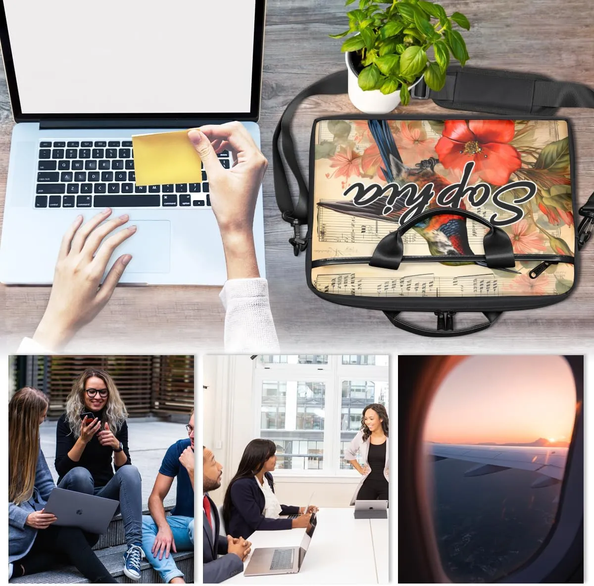 TropicalLife Personalized Laptop Bag 15 Inch Custom Sleeve Case with Handle Shoulder Strap Computer Messenger Bag