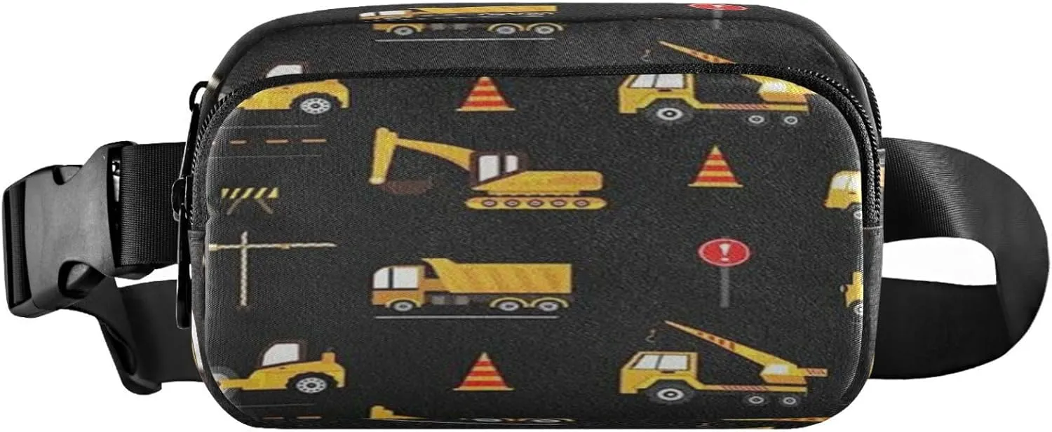 Truck Car Excavator Yellow Belt Bag for Women Men Fanny Pack Small Waist Pouch Crossbody Bags for Outdoor Hiking Running Travel