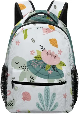 Turtle Seahorse Sea-grass Backpack Multicoloured Sea Computer Bags with Chest Strap,Lightweight Casual Daypack for Women Men Hiking Travel Work and Business 16 Inch