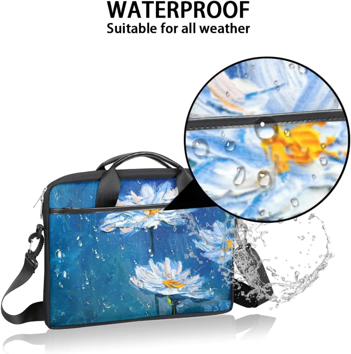 Usa Flag Star Stripes Laptop Shoulder Messenger Bag Waterproof Laptop Briefcase Handle Padded Strap