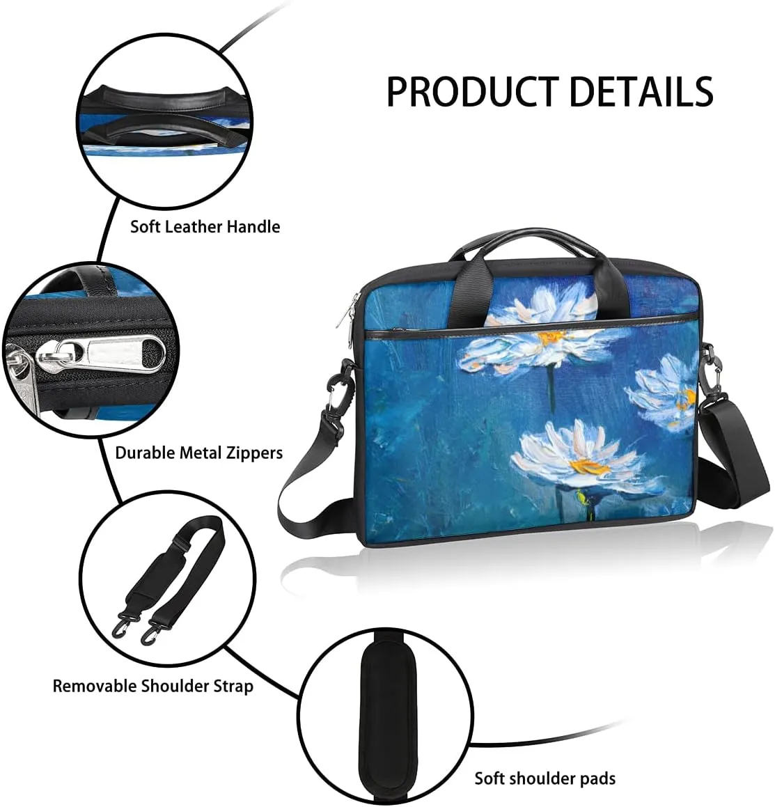 Usa Flag Star Stripes Laptop Shoulder Messenger Bag Waterproof Laptop Briefcase Handle Padded Strap