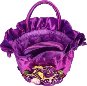 VALICLUD Floral Drawstring Handbag Elegant Evening Purse for Women for Bridal Weddings and Formal Parties Decorative Floral Bucket Bag
