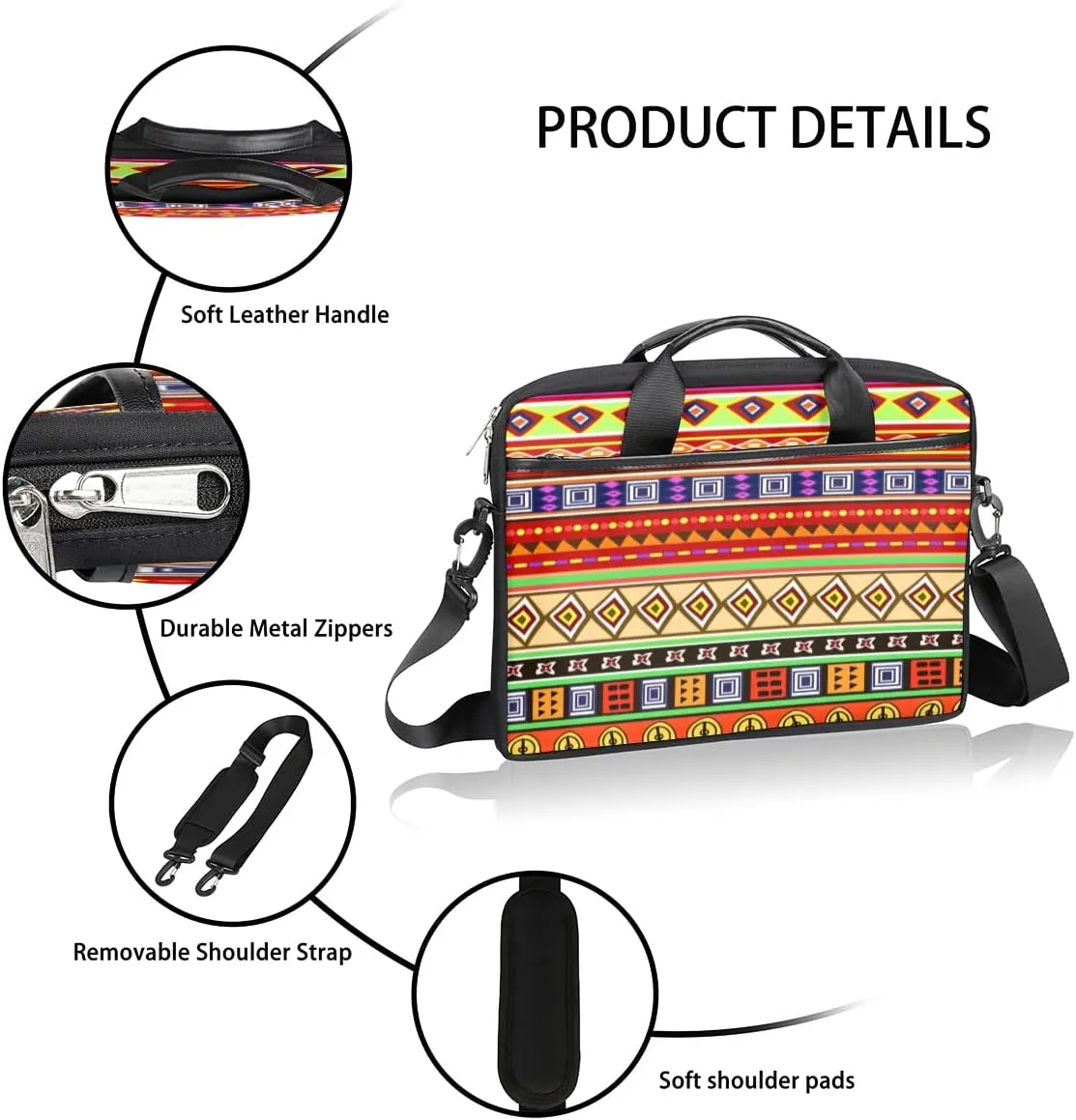 Vintage Gold Letter Laptop Shoulder Messenger Bag Waterproof Laptop Briefcase with Handle and Padded Strap Case Sleeve