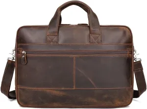 Vintage Laptop Messenger & Shoulder Bags, Genuine Leather Briefcases, Luggage & Travel Bags, Office Computer Backpack (Color : Brown)