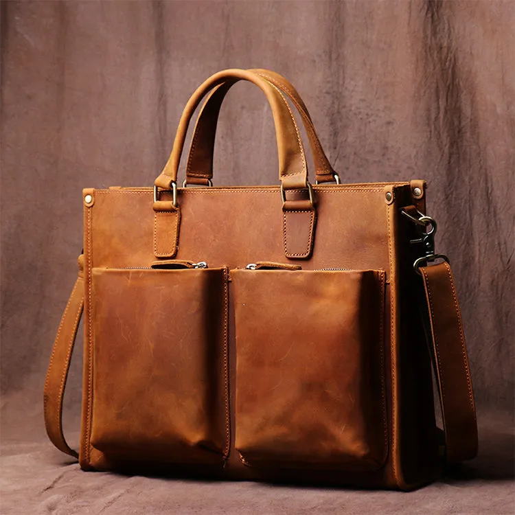 Vintage Men's Handbag Briefcase Leather Bag Computer Bag Cross Body Bag Handmade Crazy Horse Skin Shoulder bag