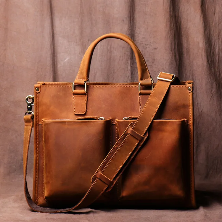 Vintage Men's Handbag Briefcase Leather Bag Computer Bag Cross Body Bag Handmade Crazy Horse Skin Shoulder bag