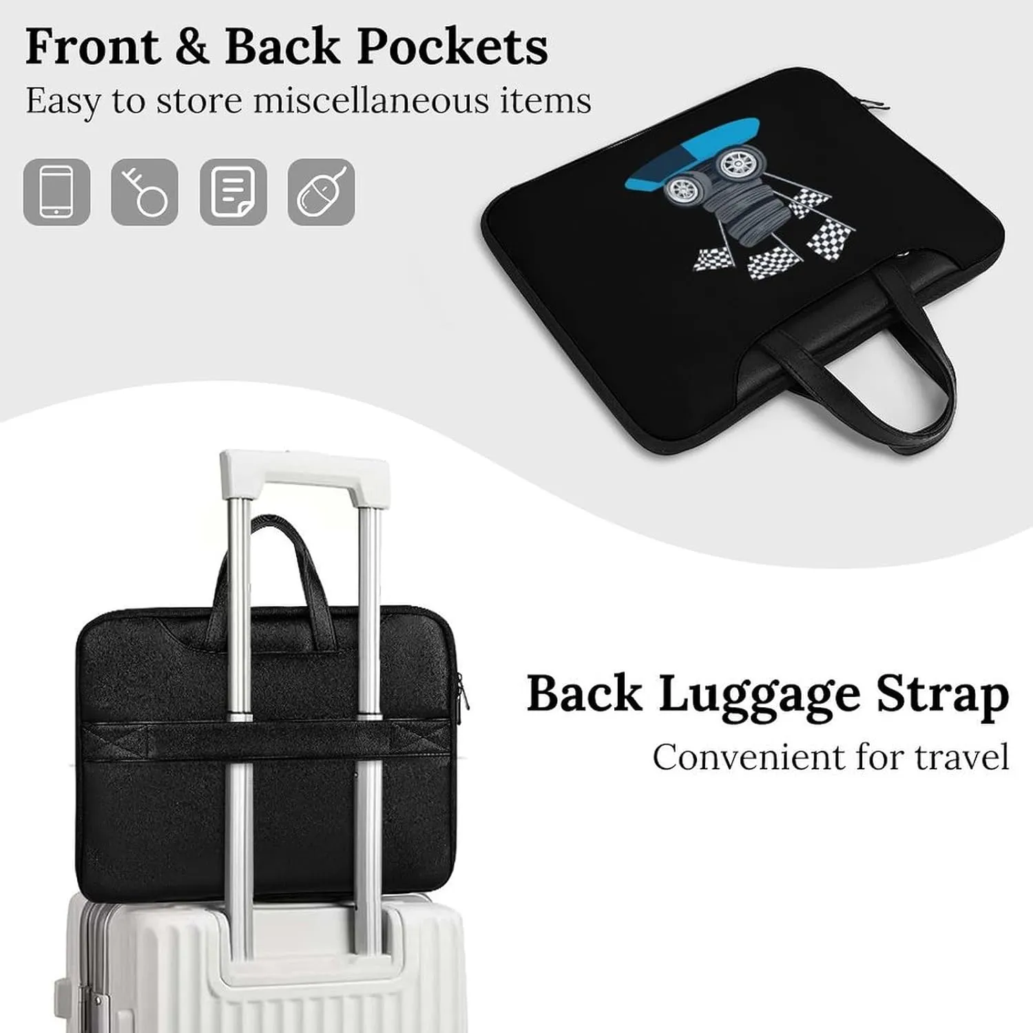 Vintage Racing Car Leather Bag Laptop Case Slim Water Resistant Computer Bags with Handle Briefcase for Work