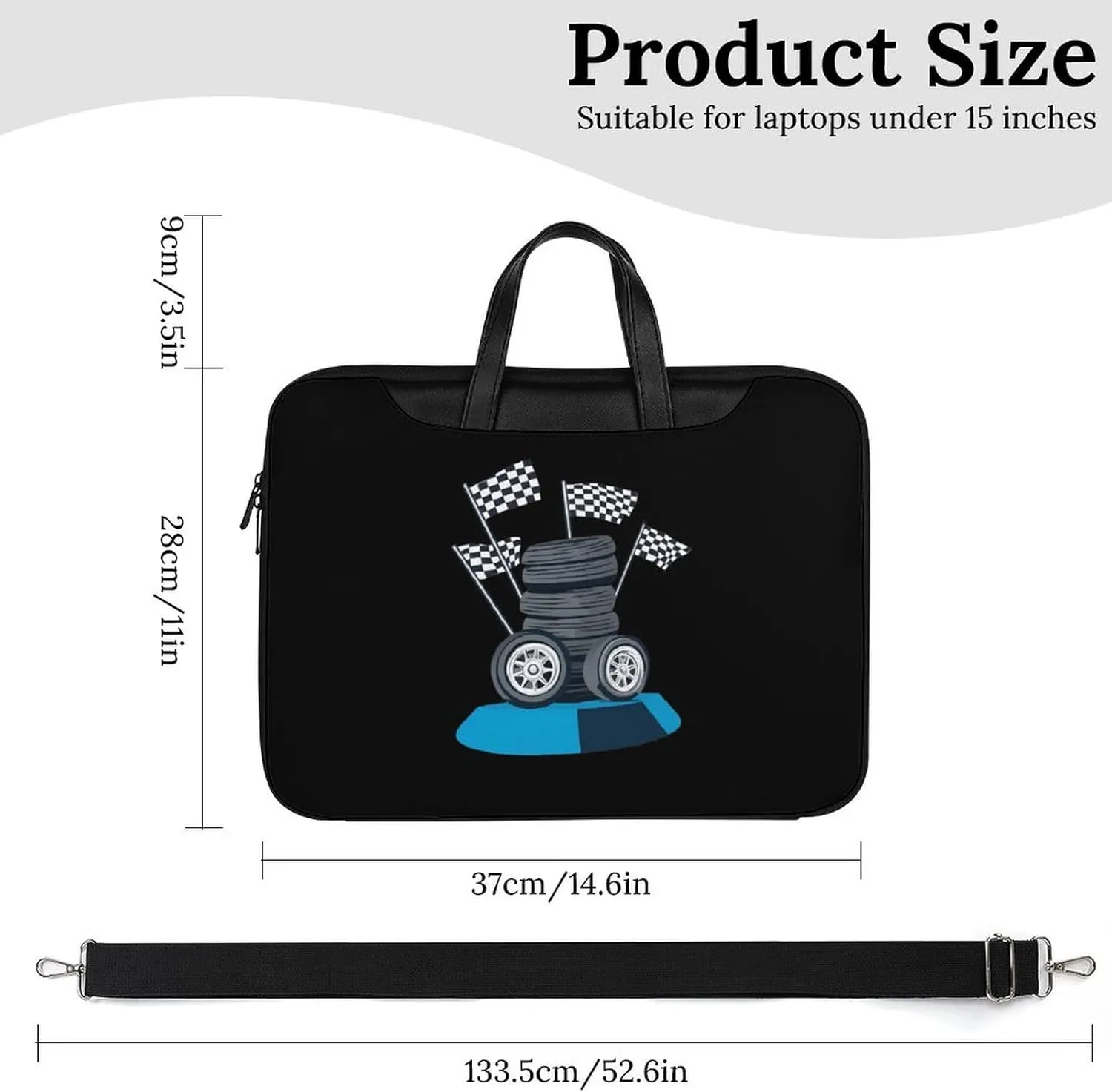 Vintage Racing Car Leather Bag Laptop Case Slim Water Resistant Computer Bags with Handle Briefcase for Work