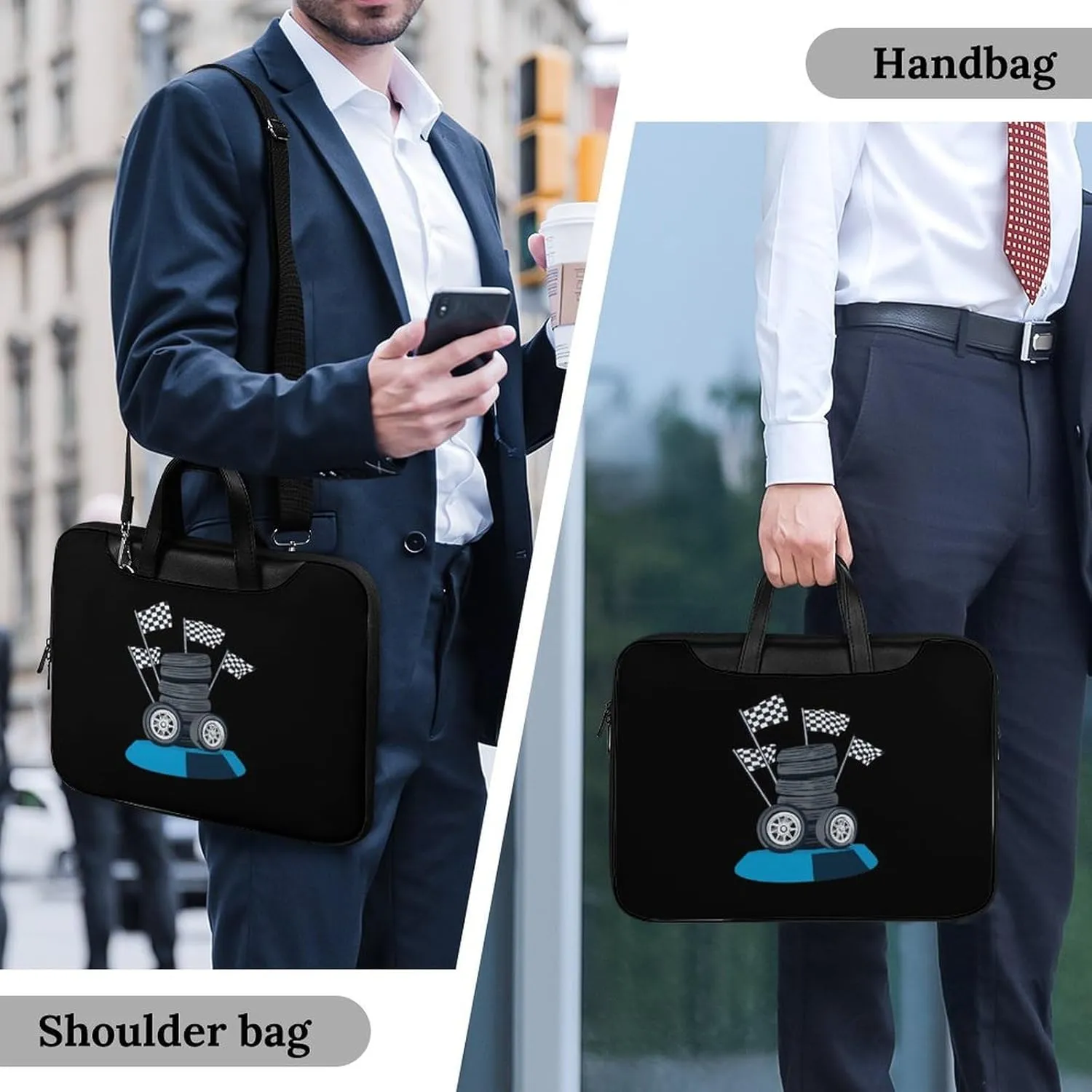 Vintage Racing Car Leather Bag Laptop Case Slim Water Resistant Computer Bags with Handle Briefcase for Work