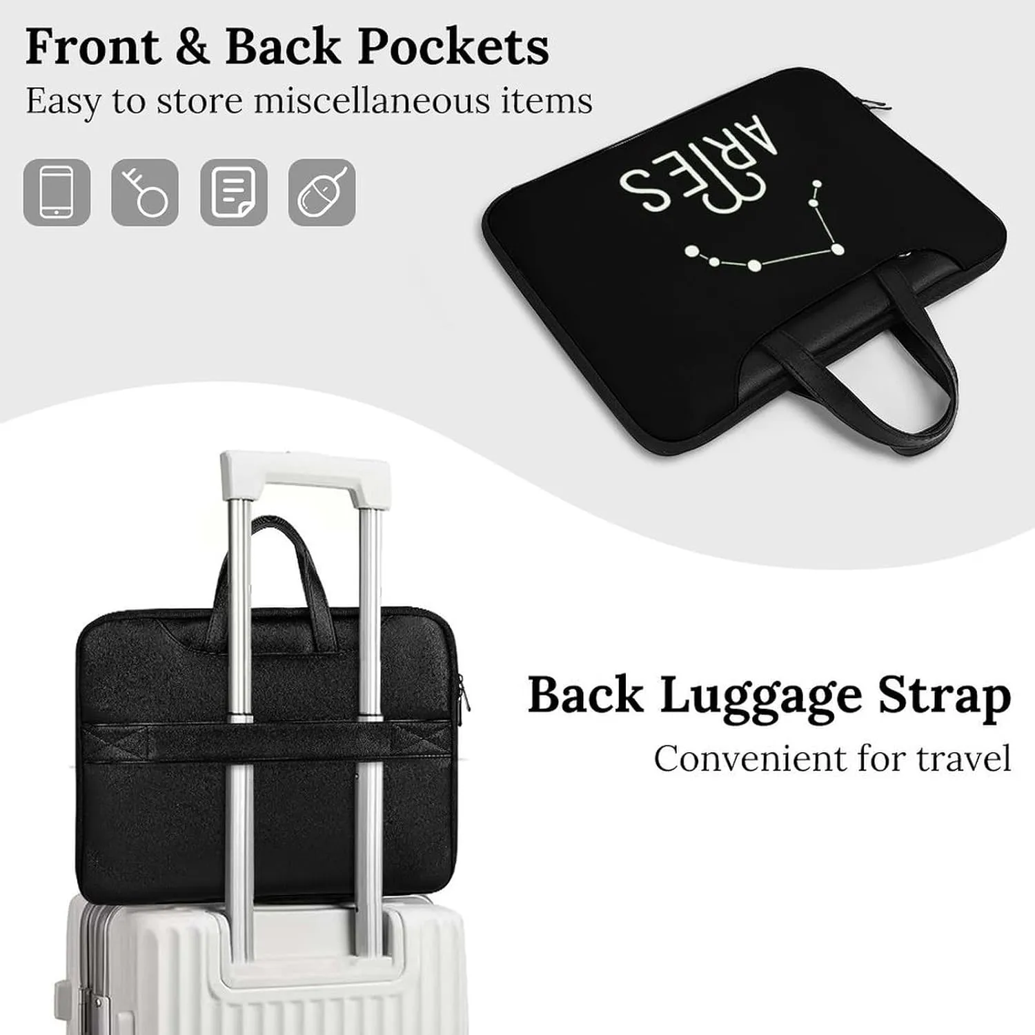 Virgo Constellation Leather Bag Laptop Case Slim Water Resistant Computer Bags with Handle Briefcase for Work