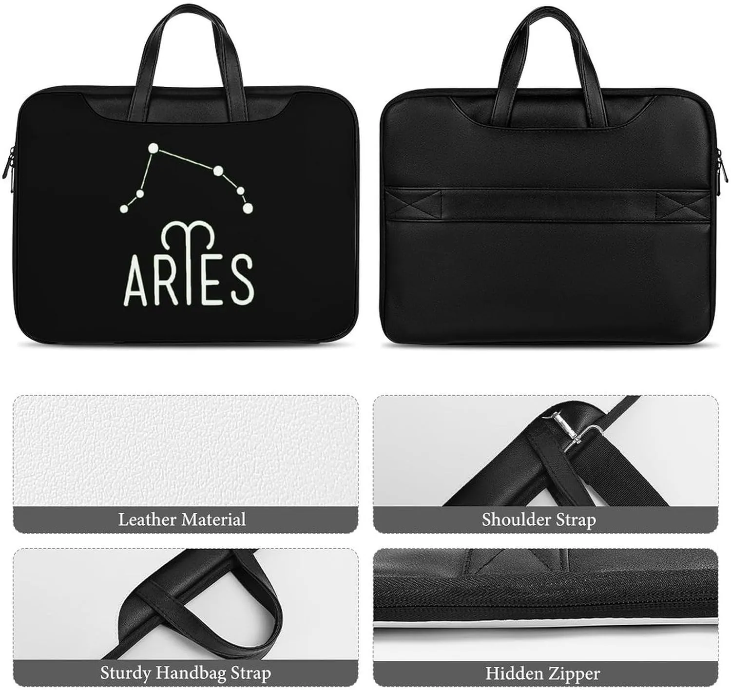 Virgo Constellation Leather Bag Laptop Case Slim Water Resistant Computer Bags with Handle Briefcase for Work