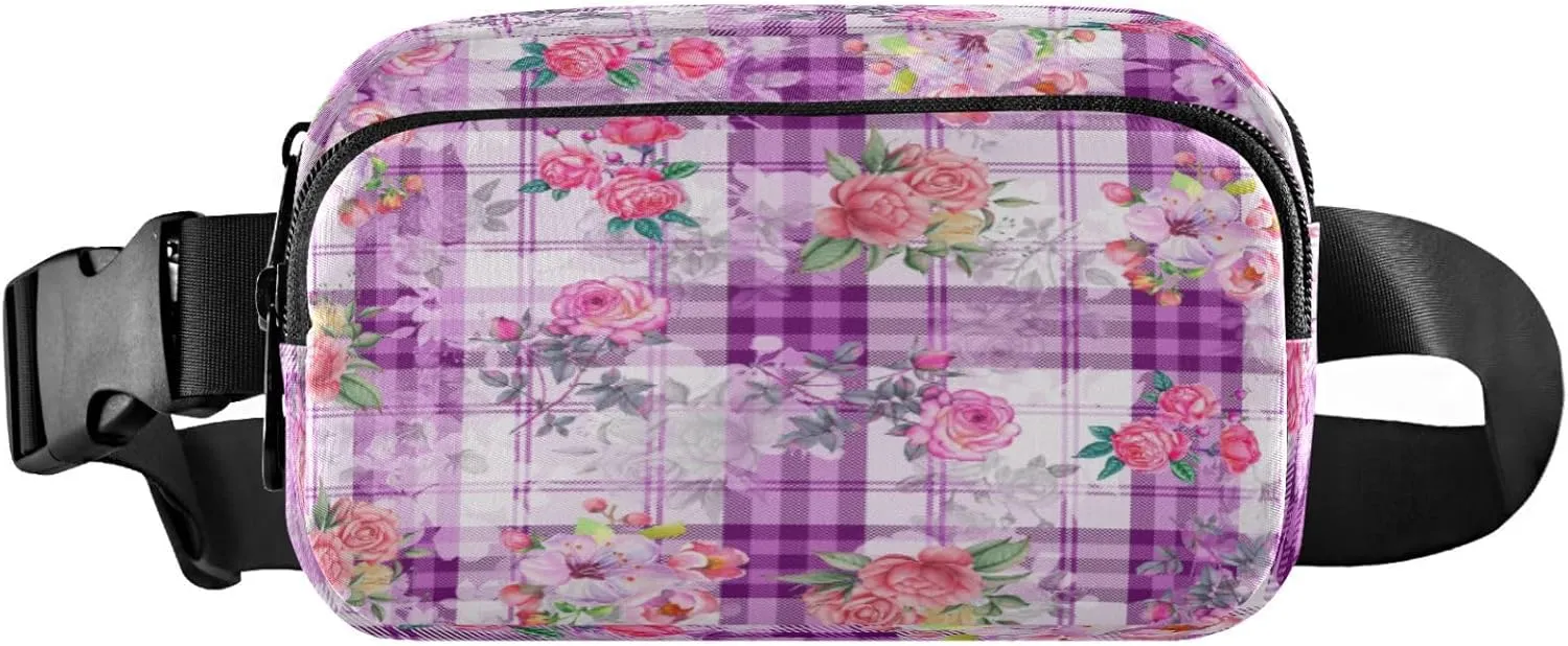 Watercolor Flowers Pliad Belt Bag for Women Men Fanny Pack Small Waist Pouch Crossbody Bags for Outdoor Hiking Running Travel