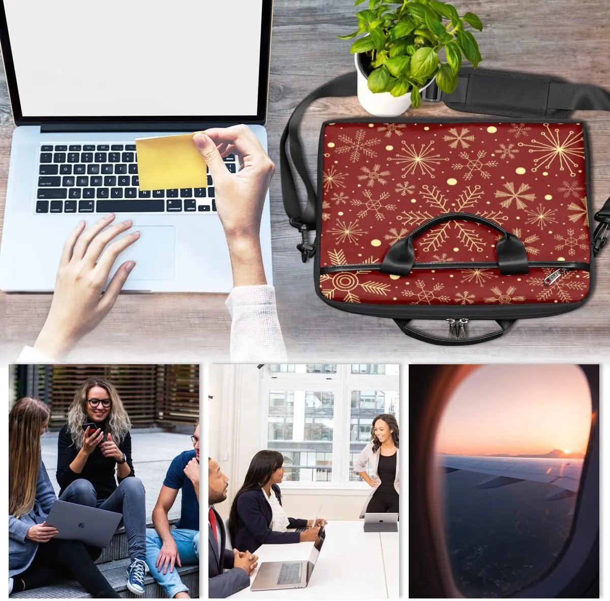 Watermelon Print Laptop Shoulder Messenger Bag Waterproof Laptop Briefcase with Handle and Padded Strap Case Sleeve