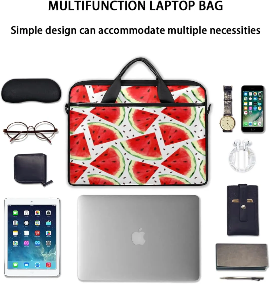 Watermelon Print Laptop Shoulder Messenger Bag Waterproof Laptop Briefcase with Handle and Padded Strap Case Sleeve