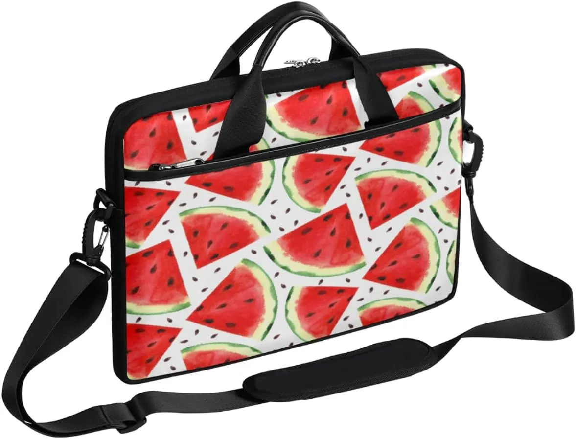 Watermelon Print Laptop Shoulder Messenger Bag Waterproof Laptop Briefcase with Handle and Padded Strap Case Sleeve
