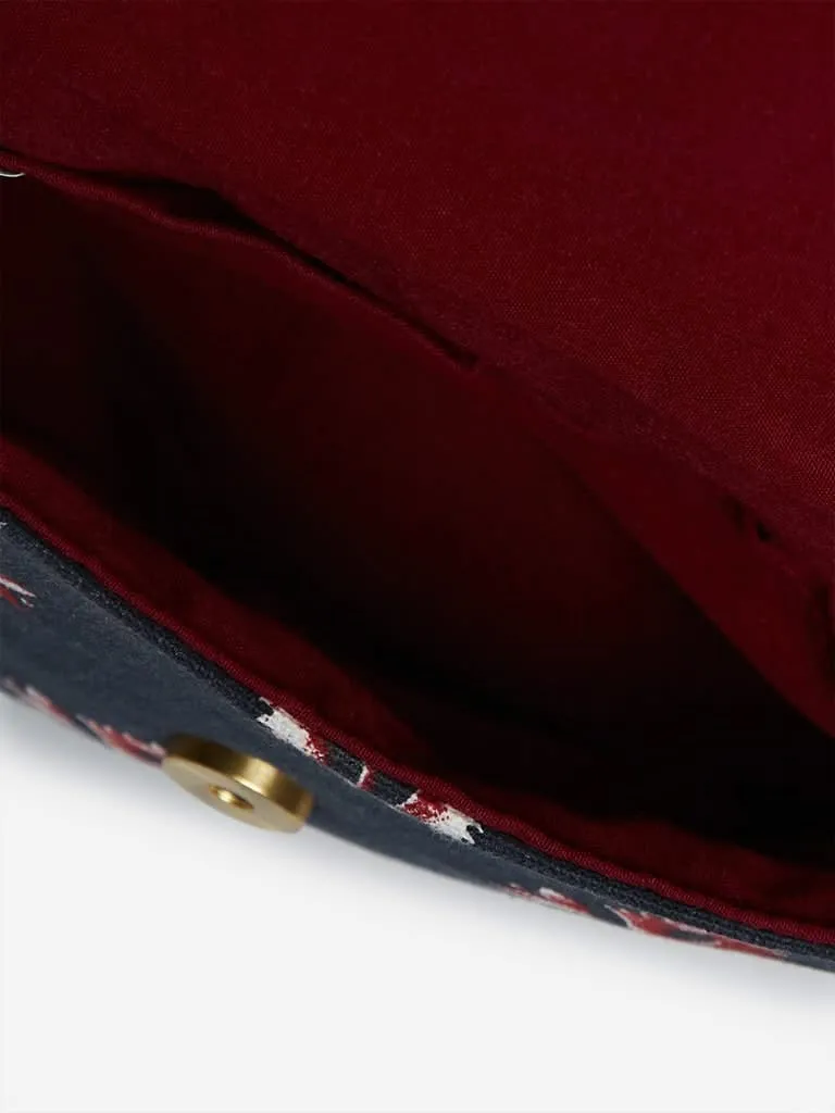 Westside Navy Floral Print Sling Bag
