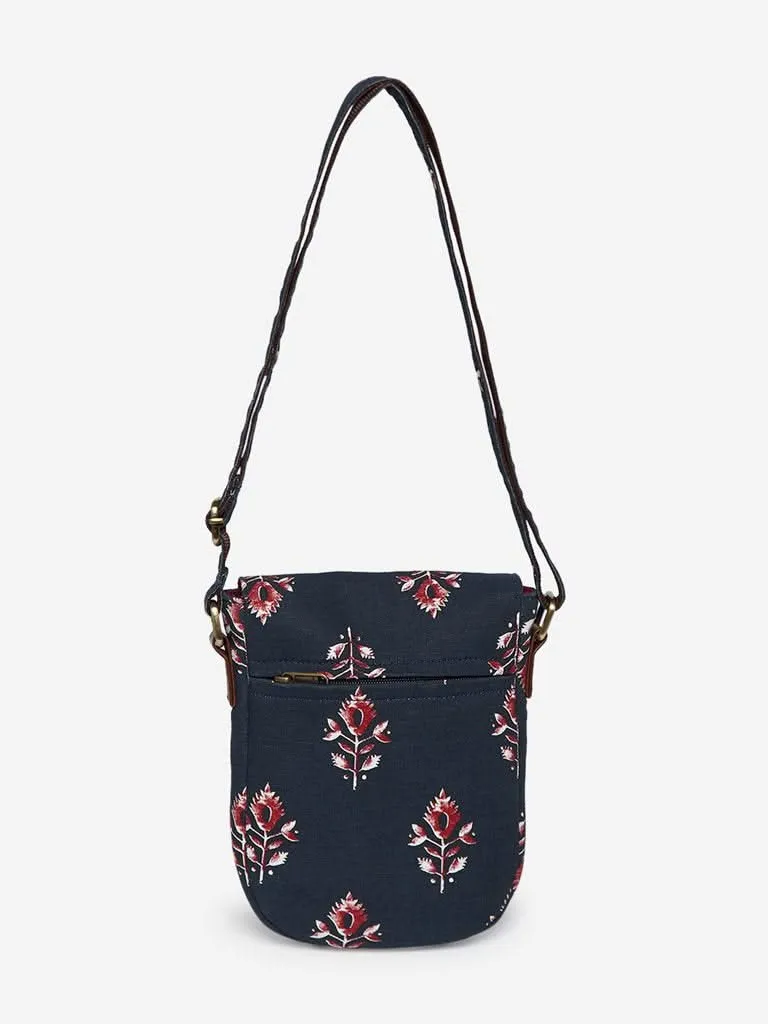 Westside Navy Floral Print Sling Bag