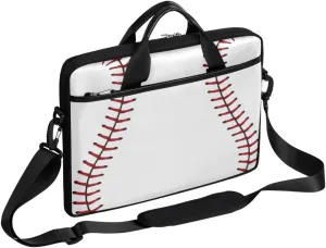 White Baseball Pattern Laptop Shoulder Messenger Bag Waterproof Laptop Briefcase with Handle and Padded Strap Case Sleeve