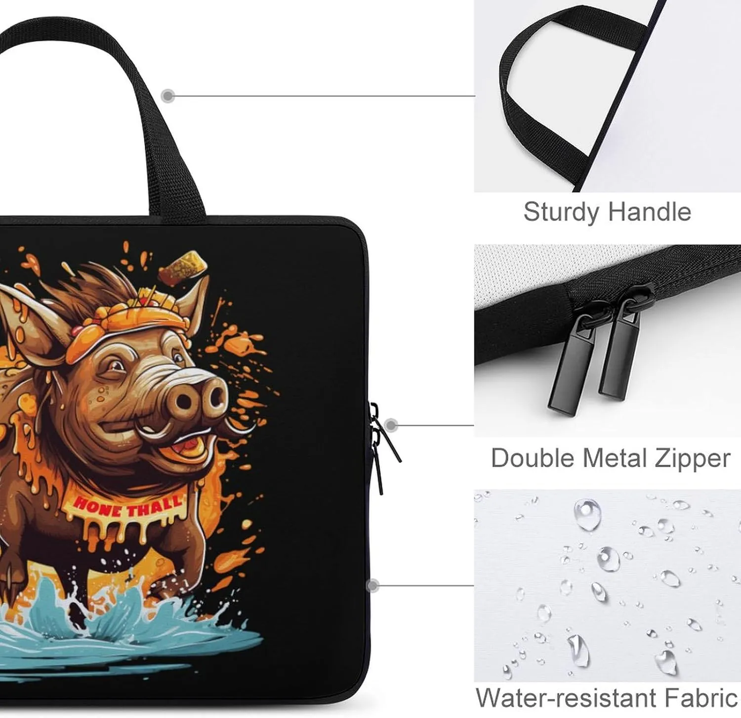 Wild Boar Laptop Bag Carrying Case Computer Protective Sleeve Case Briefcase for Men Women