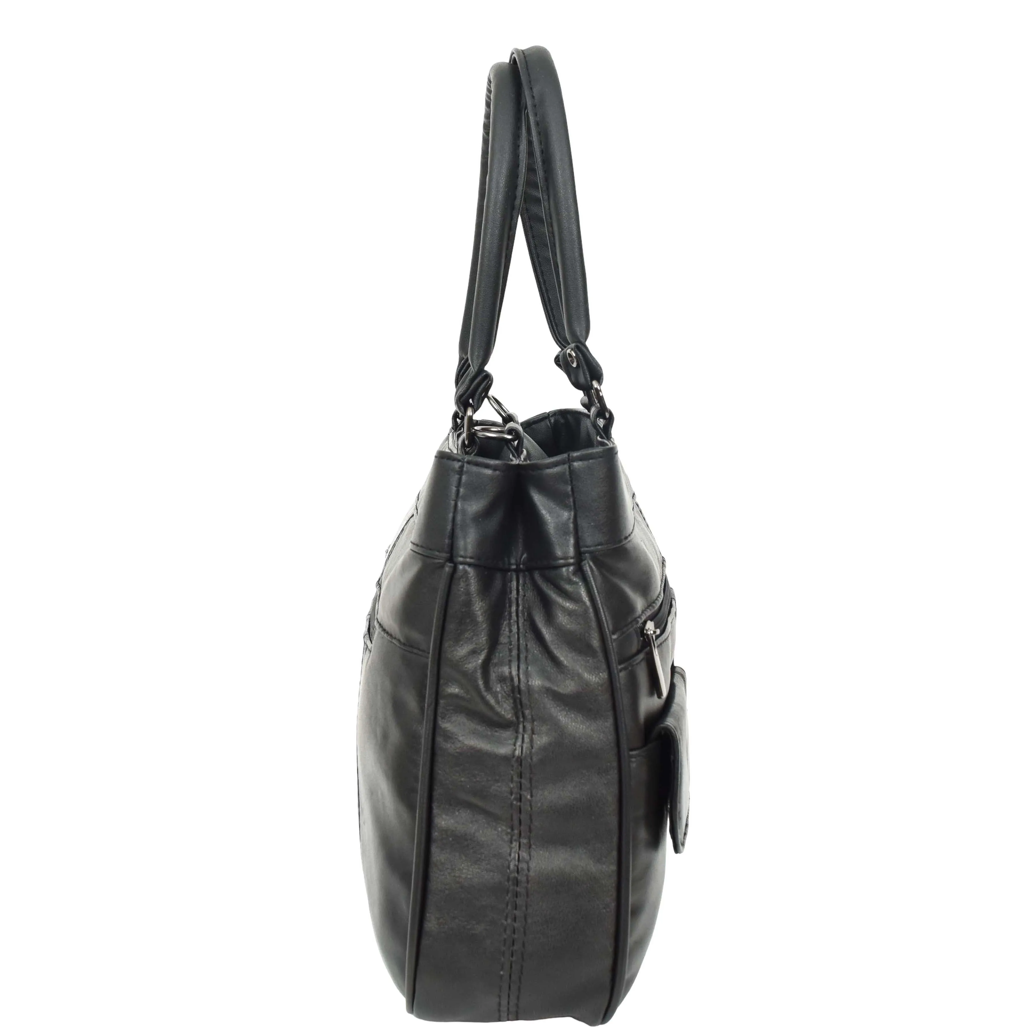 Womens Soft Leather Tote Bag Black Outgoing Casual Handbag A953