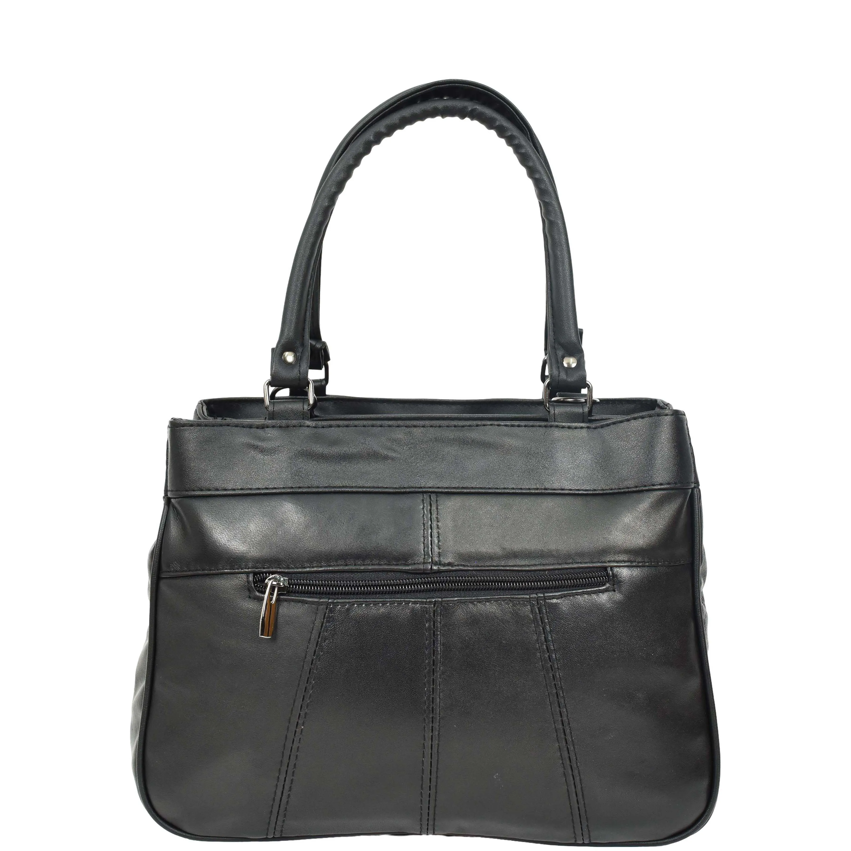 Womens Soft Leather Tote Bag Black Outgoing Casual Handbag A953