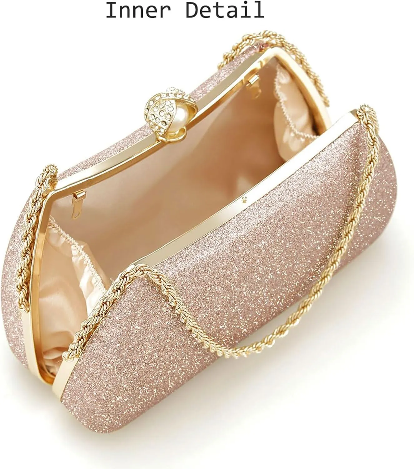 YYW Women Evening Bag Glitter Shiny Clutch Purses Handbags for Formal Wedding Party