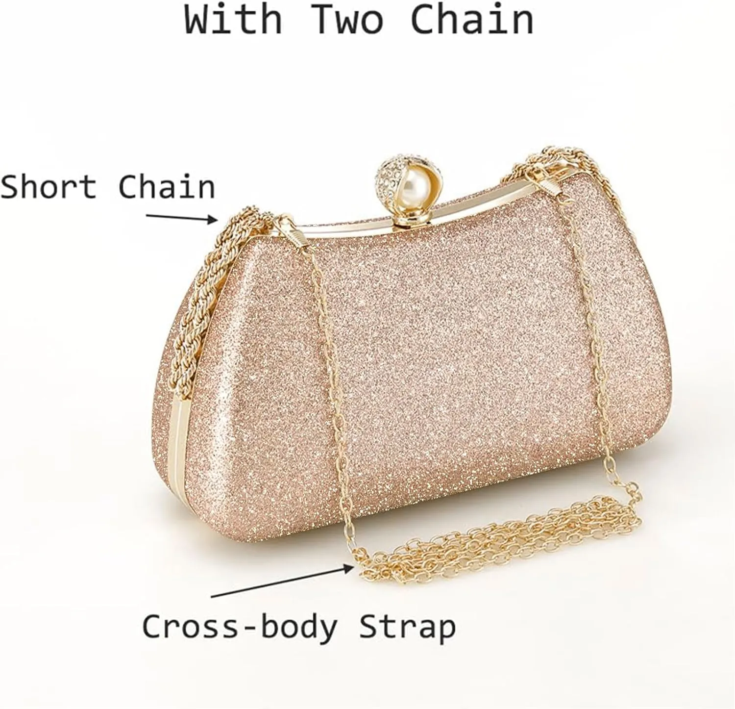 YYW Women Evening Bag Glitter Shiny Clutch Purses Handbags for Formal Wedding Party